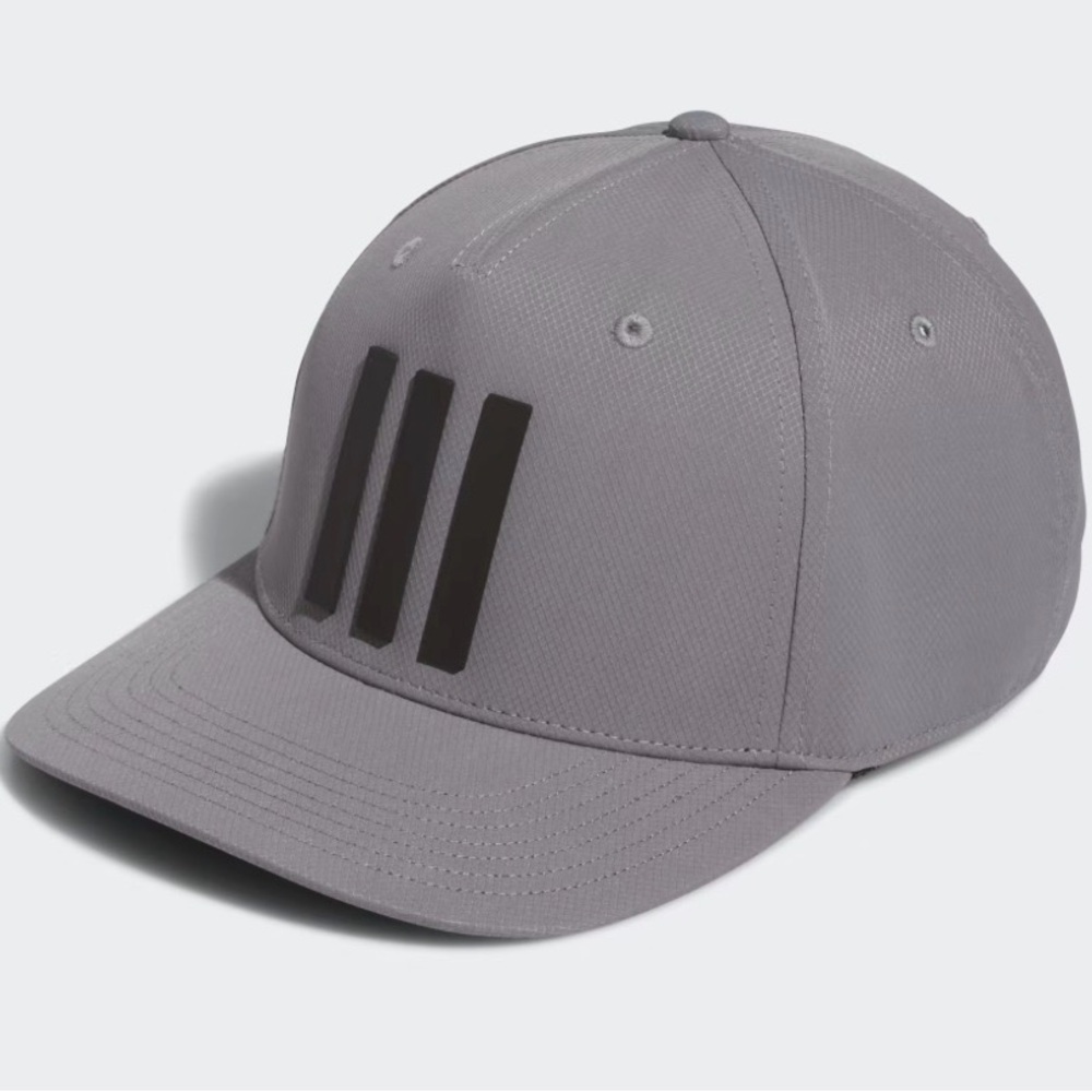 Adidas 3 Strip Golf Cap Hat Gray Black Stripes NWT Performance SnapBack Baseball